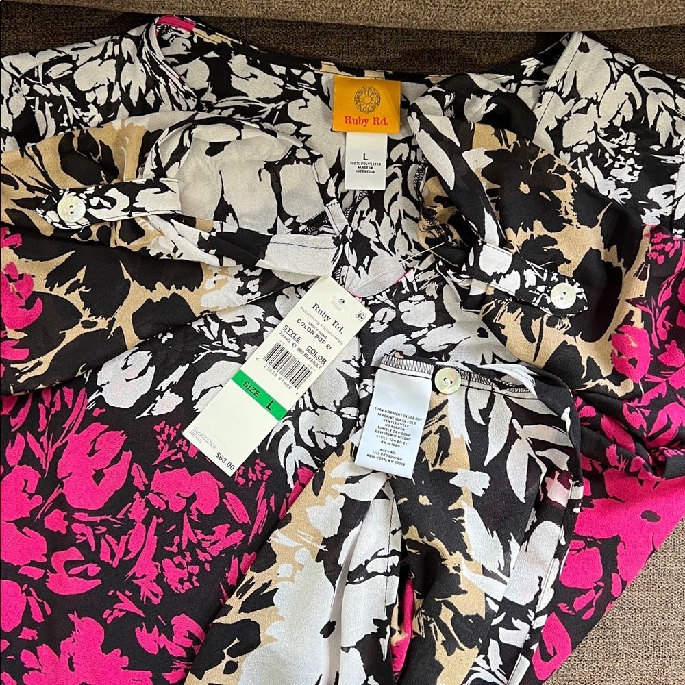 New Ruby Rd Floral Tunic Top Size Large - Picture 4 of 9